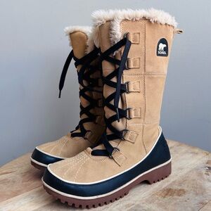 Sorel Tivoli High II Boots Women 6.5 Tan Winter Suede Waterproof 100g Insulation